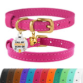 BRONZEDOG collar de cuero para gato con campana removible, ideal para uso diario.