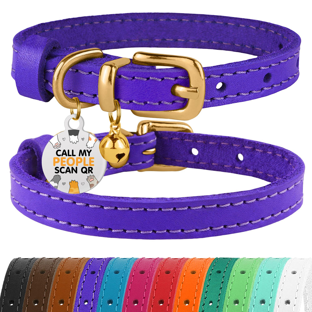 BRONZEDOG collar de cuero para gato con campana removible; accesorio seguro y elegante.