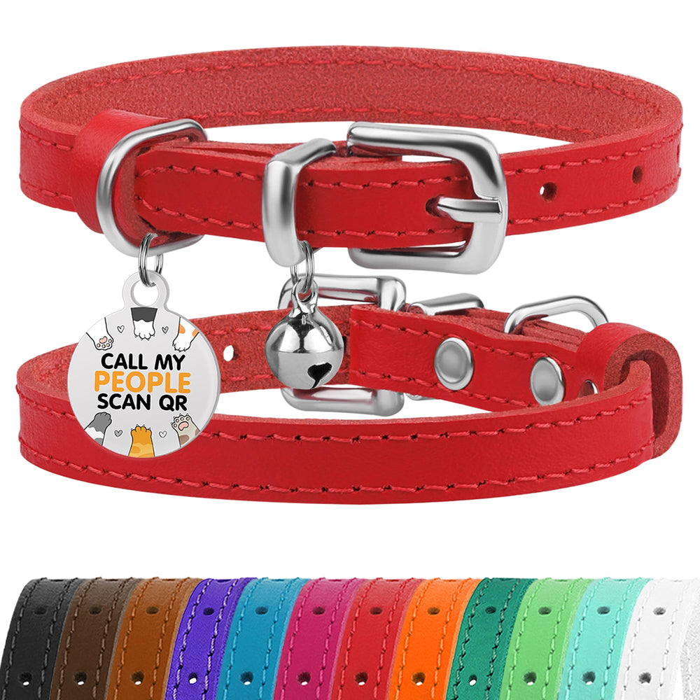 BRONZEDOG collar-cuero-gato-cascabel-removible para mayor seguridad y estilo diario.