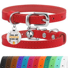 BRONZEDOG collar-cuero-gato-cascabel-removible para mayor seguridad y estilo diario.