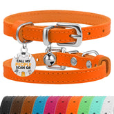 BRONZEDOG collar de cuero para gatos 7-9 pulgadas, cómodo y ajustable para uso diario