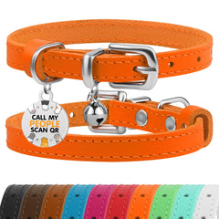 BRONZEDOG collar de cuero para gatos 7-9 pulgadas, cómodo y ajustable para uso diario