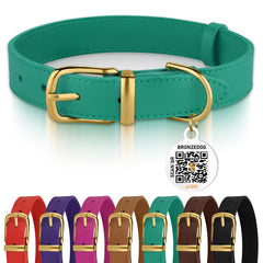 BRONZEDOG collar de cuero con hebilla metálica para perros activos.