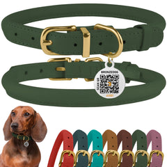 BRONZEDOG collar de cuero enrollado en verde esmeralda para comodidad diaria.