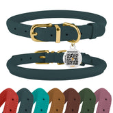 BRONZEDOG collar enrollado con código QR para identificación rápida durante paseos.