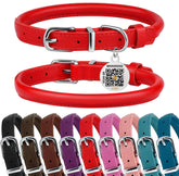 BRONZEDOG collar enrollado de cuero rojo escarlata para comodidad diaria.