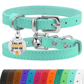 BRONZEDOG collar de cuero para gato con campana removible, cómodo y práctico.