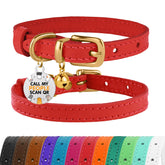 Collar BRONZEDOG de cuero para gatos con cascabel removible.