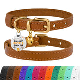 BRONZEDOG collar gato cuero natural dorado claro, cómodo para uso diario.