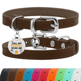 BRONZEDOG collar de gato de cuero, enfoque en cuero genuino para comodidad diaria.