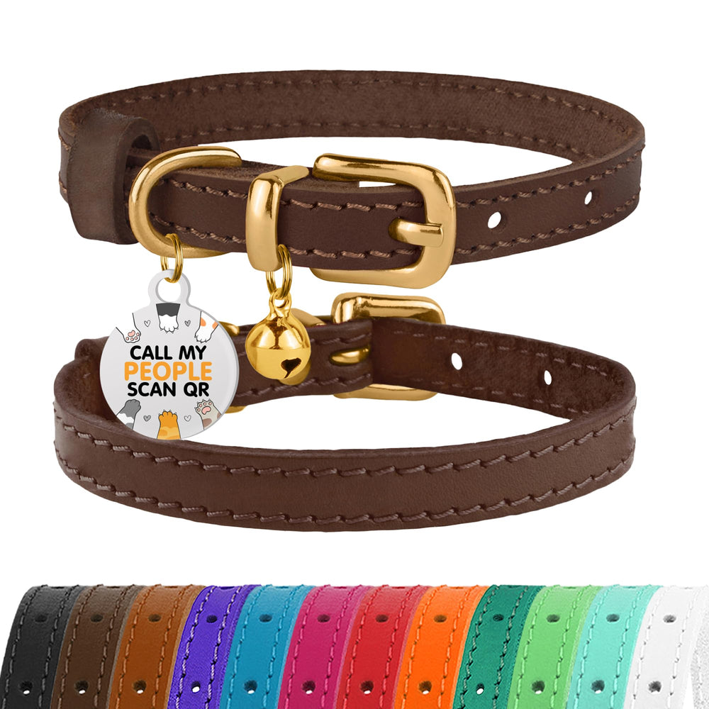 BRONZEDOG collar de cuero para gato, cuero genuino y acabado cómodo.