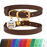 BRONZEDOG collar de cuero para gato, cuero genuino y acabado cómodo.