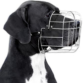 Mordaza BRONZEDOG de acero, vista frontal de la cesta resistente para perros grandes.