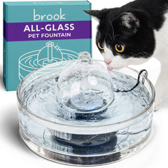 Brook fuente de vidrio 90 onzas para mascotas, agua clara y segura.