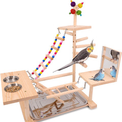 Parque de aves de madera BRSLAIF para ejercicio y juego seguro