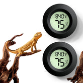BSRESIN termómetro-humedad para terrario en frente, lectura clara para reptiles.