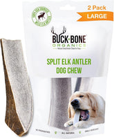 Buck Bone Organics astas de alce grandes para perros, masticación duradera.