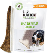 Buck Bone Organics masticación dura con astas de ciervo jumbo para perros grandes.