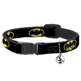 Collar Buckle-Down con escudo Batman en negro y amarillo, ideal para paseos seguros