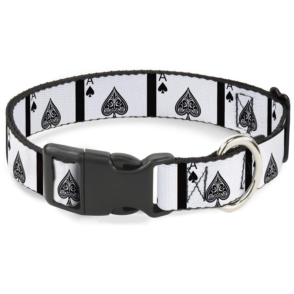 Collar Buckle-Down Ace de Espadas con cierre plástico, ideal para paseos con estilo.