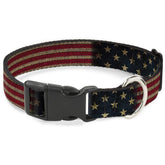 Collar Buckle-Down con bandera de Estados Unidos vintage, estilo diario seguro para perros pequeños.