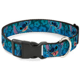 Buckle-Down collar con expresiones de puntada y hibisco collage, degradado verde-azul para estilo diario.