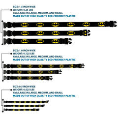 Batman Escudo negro-amarillo en collar Buckle-Down, licencia DC Comics visible