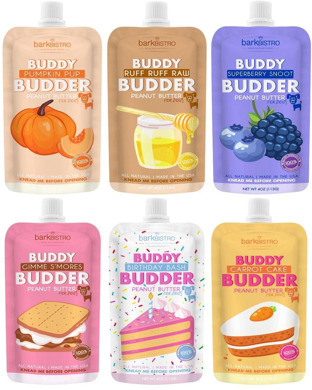 Buddy Budder pack squeeze sabores mixtos, práctico para viajes de perros.