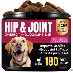 BuddyCheer Glucosamina para perros, botella visible, mejora la movilidad diaria.