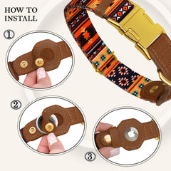 Ajuste en XS–XL del collar Budkas AirTag para diferentes cuellos.