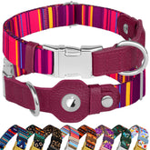 Budkas AirTag collar con rayas, seguridad diaria para tu perro.