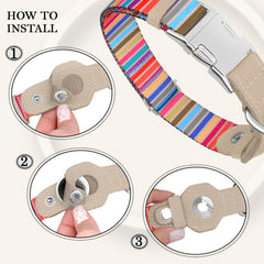 Collar Budkas AirTag Serape, detalle cuero que imprime lujo y durabilidad.