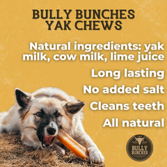 Bully Bunches Yak Himalayo libre de lactosa para perros sensibles.