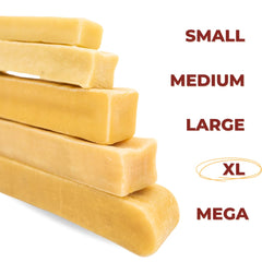 Bully Bunches Yak Cheese XL: perro masticando para distracción saludable.