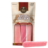 Bully Bunches Yak Chew envase visible, sabor fresa, snack natural para perros medianos.