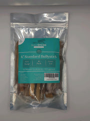 Bullysticks Organic Estándar 6 pulgadas, primer plano; snack masticable de alta proteína para perros.