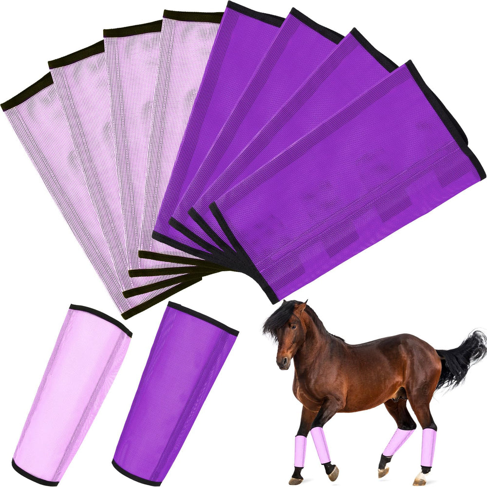 Bulyoou botas de malla para caballo, vista frontal, protegen contra moscas y mosquitos.