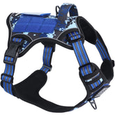 Arnés táctico BUMBIN para perro mediano en camuflaje azul, ideal para entrenamiento