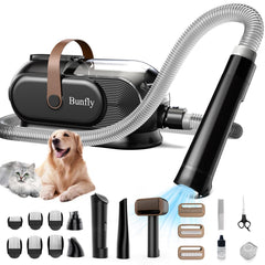 Bunfly kit de aseo para perros con succión 13000 kPa y pelaje brillante en acción
