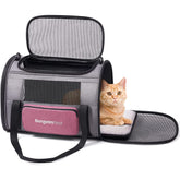 BurgeonNest transportín para gatos, vista frontal suave para viaje cómodo.
