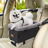 BurgeonNest: asiento para perro pequeño en consola central, cómodo para viajes.