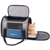 BurgeonNest transportín para gato grande visto frontal, diseño seguro para viajar con tranquilidad.