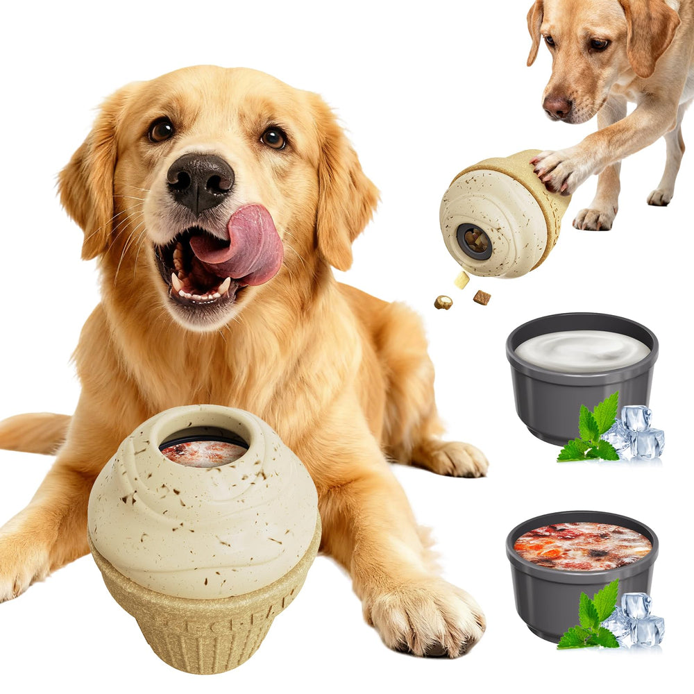 Dispensador Buriesur de golosinas congeladas para perro, ideal para entretenimiento al aire libre.