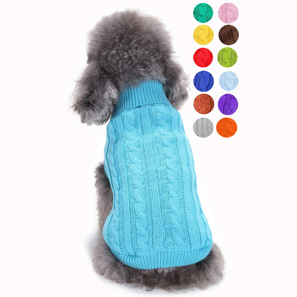 Bwealthest sueter para perro o gato, vista frontal, cuello alto y abrigado.