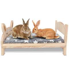BWOGUE cama conejo grande de madera, plegable para interior