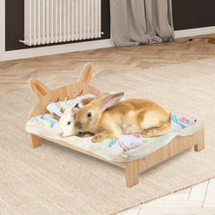 BWOGUE cama conejo madera, espacio cómodo para descanso y juego diario.