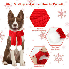 Pompón blanco BWOGUE en la bufanda, toque festivo para tu mascota.