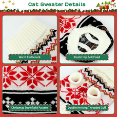BWOGUE suéter navideño para gato cuello alto negro, cálido y cómodo.