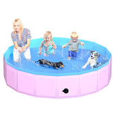 Piscina para perros plegable CACSPS 87x12 rosa, ideal para refrescarse en días calurosos