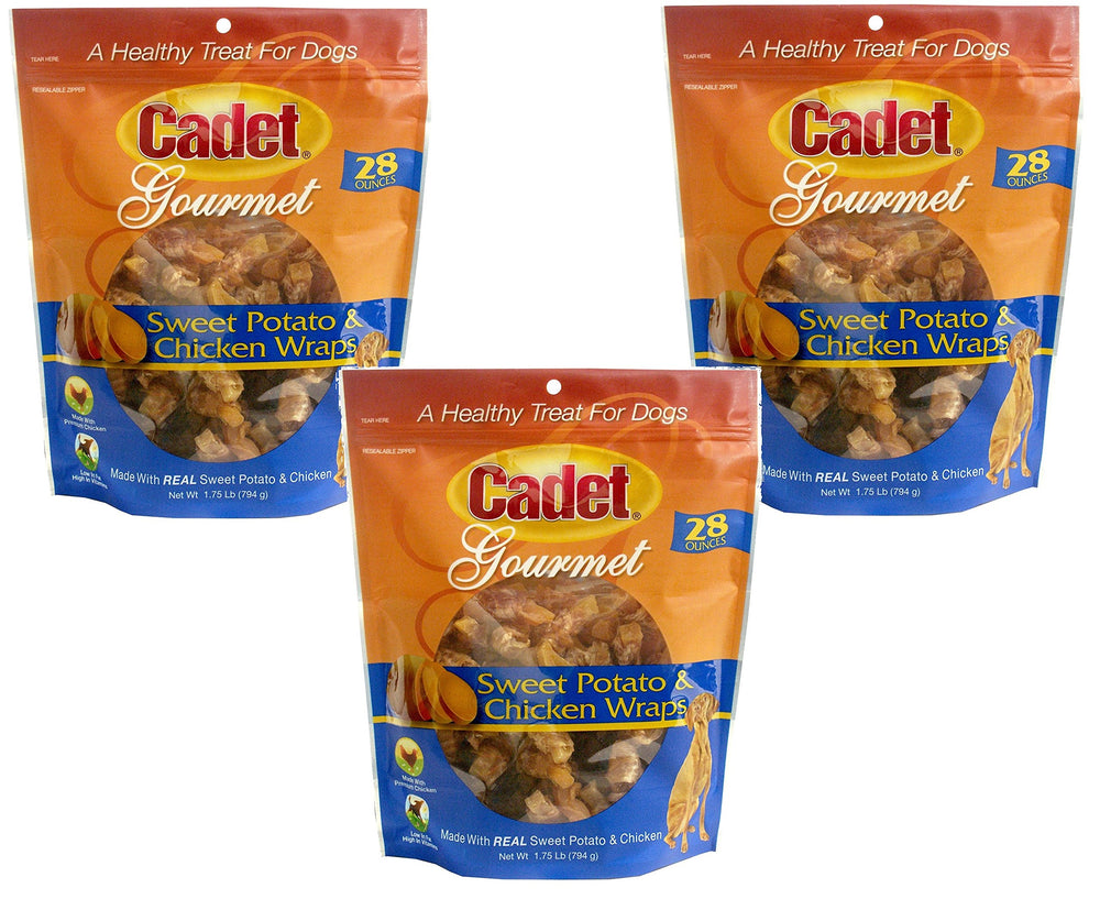 Cadet Gourmet Wraps: tiras de pollo y batata, premio delicioso para paseos.